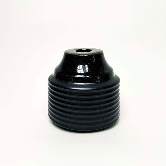 Cylindrical Ribbed Vase in Satin Black, No.3
