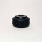 Small, Collared Ribbed Vase in Satin Black/Oil Spot