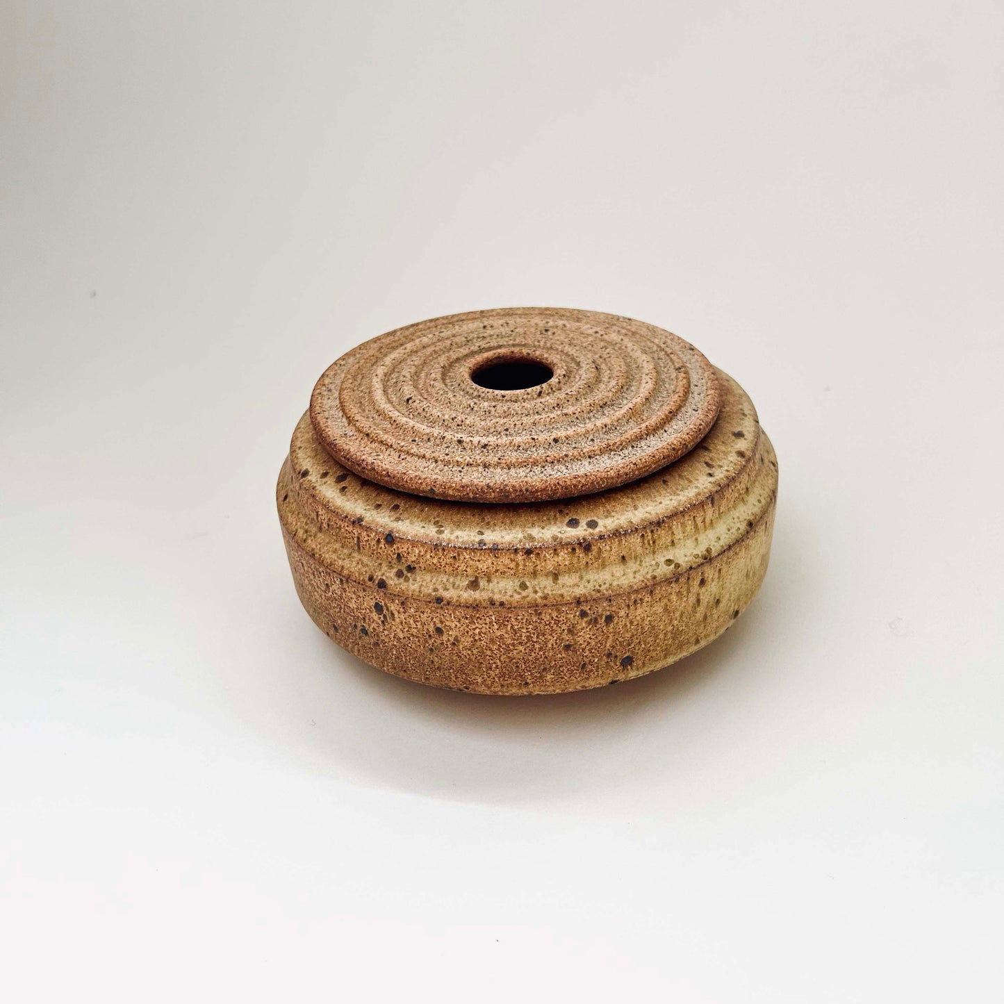 Angular Vessel w/ Ribbed Textured Lid in Yellow Salt