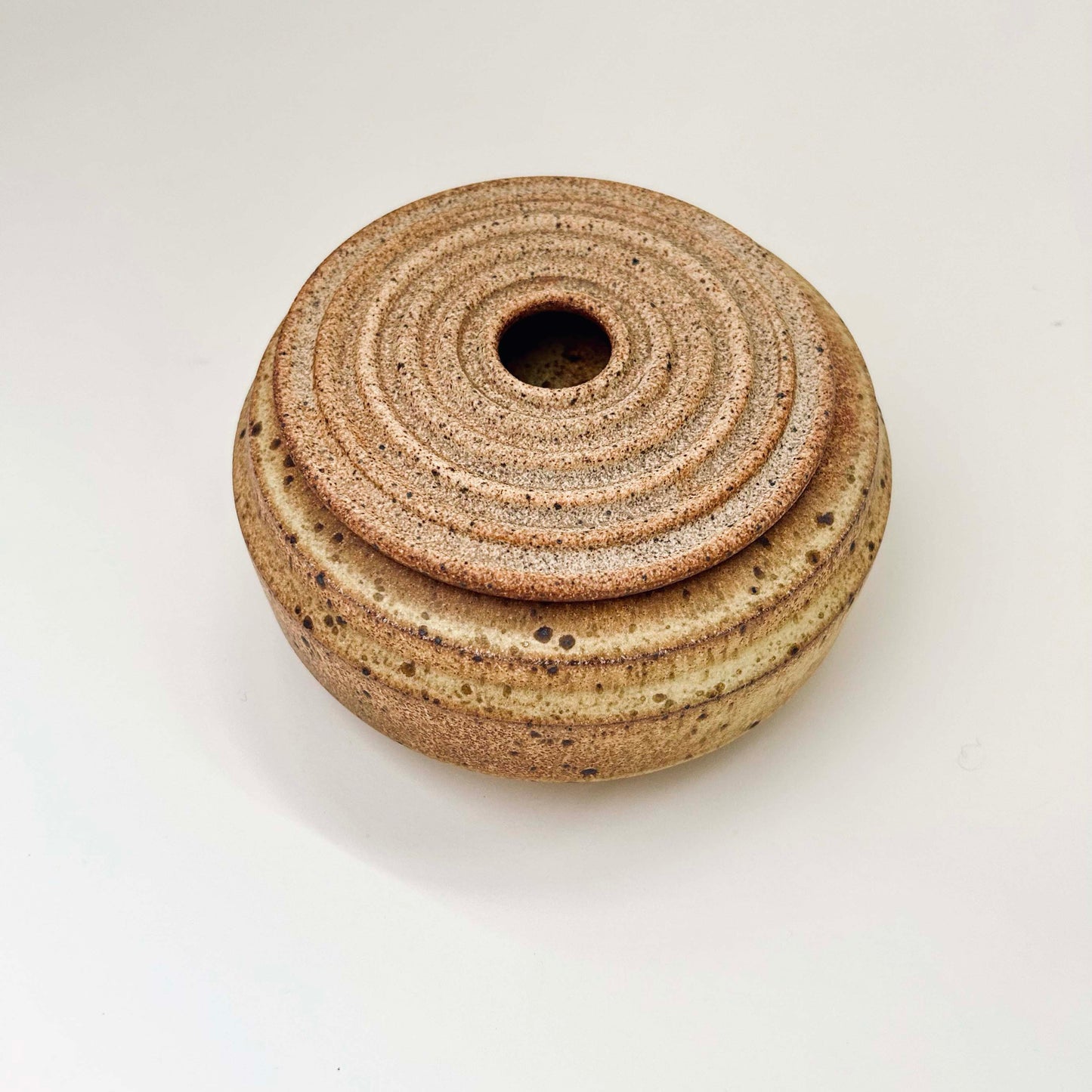 Angular Vessel w/ Ribbed Textured Lid in Yellow Salt