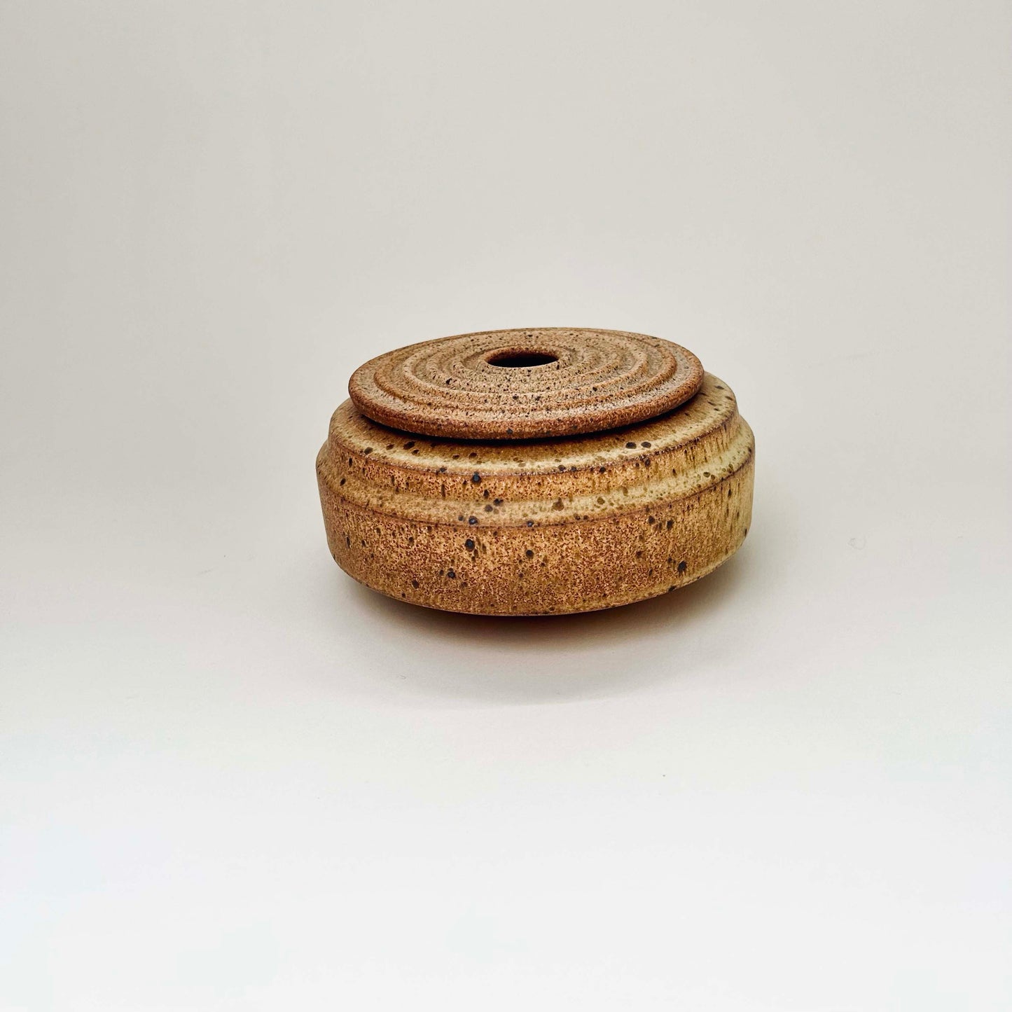 Angular Vessel w/ Ribbed Textured Lid in Yellow Salt