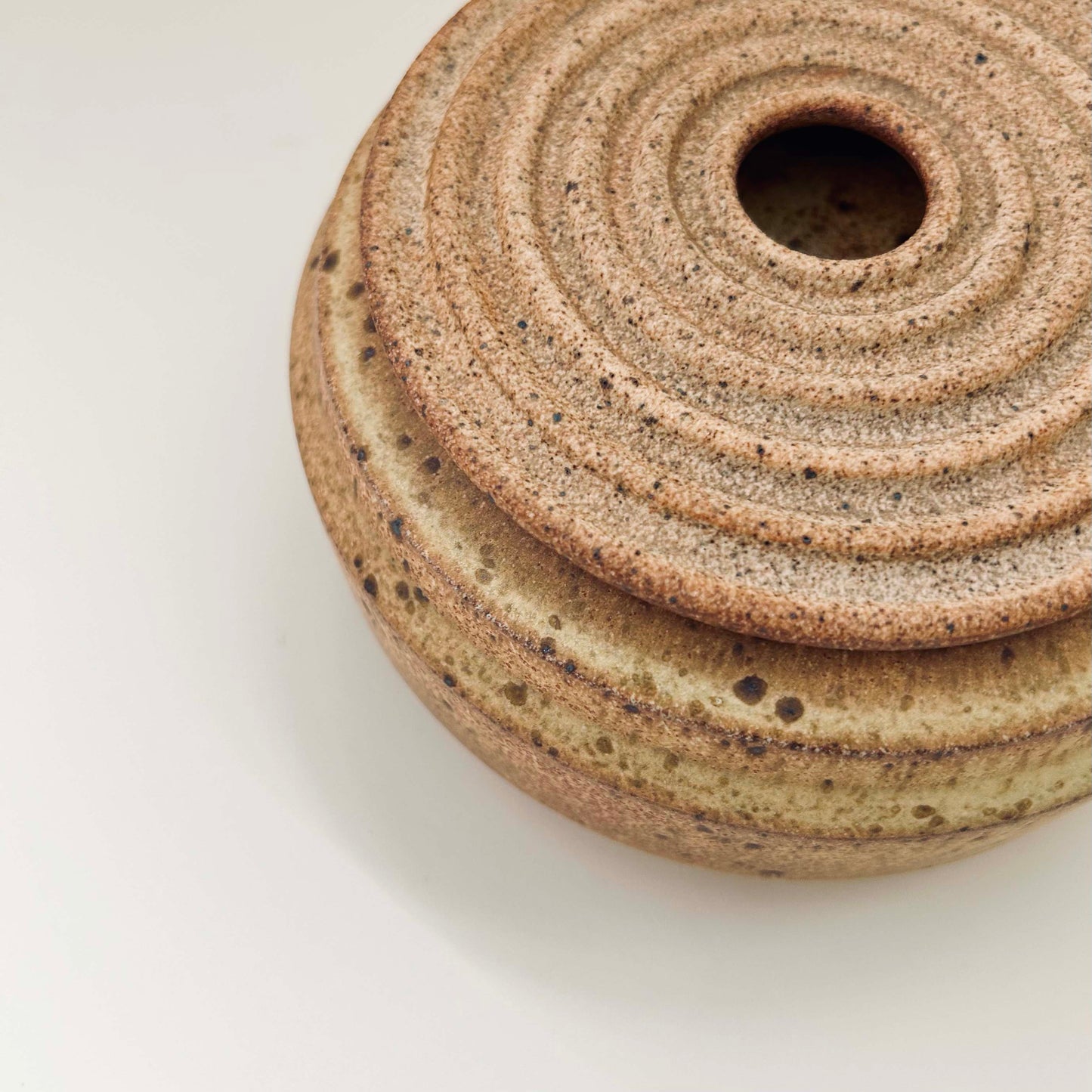 Angular Vessel w/ Ribbed Textured Lid in Yellow Salt