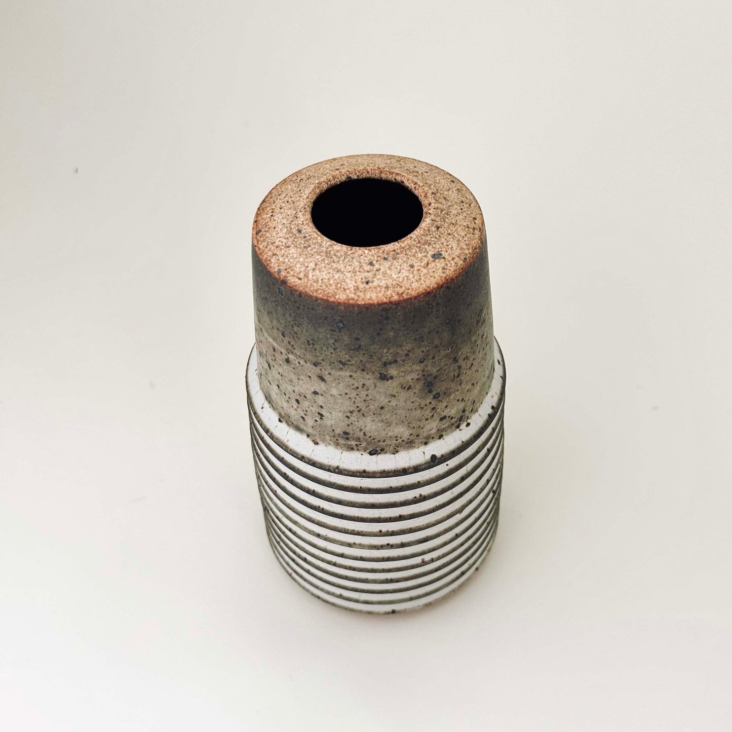 Tapered Ribbed Vase in Mocha White