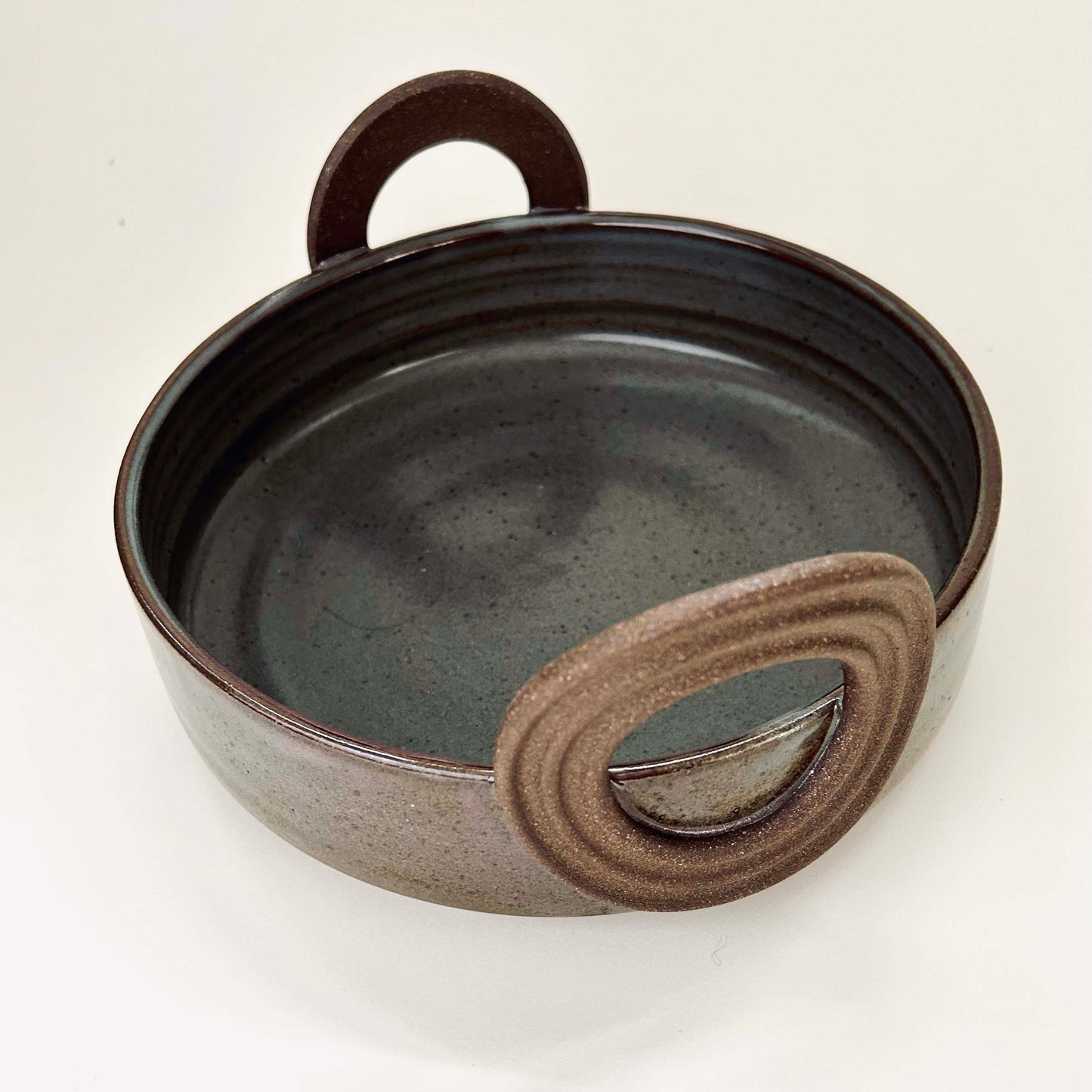 Serving Bowl w/ Ribbed Handles in Celadon