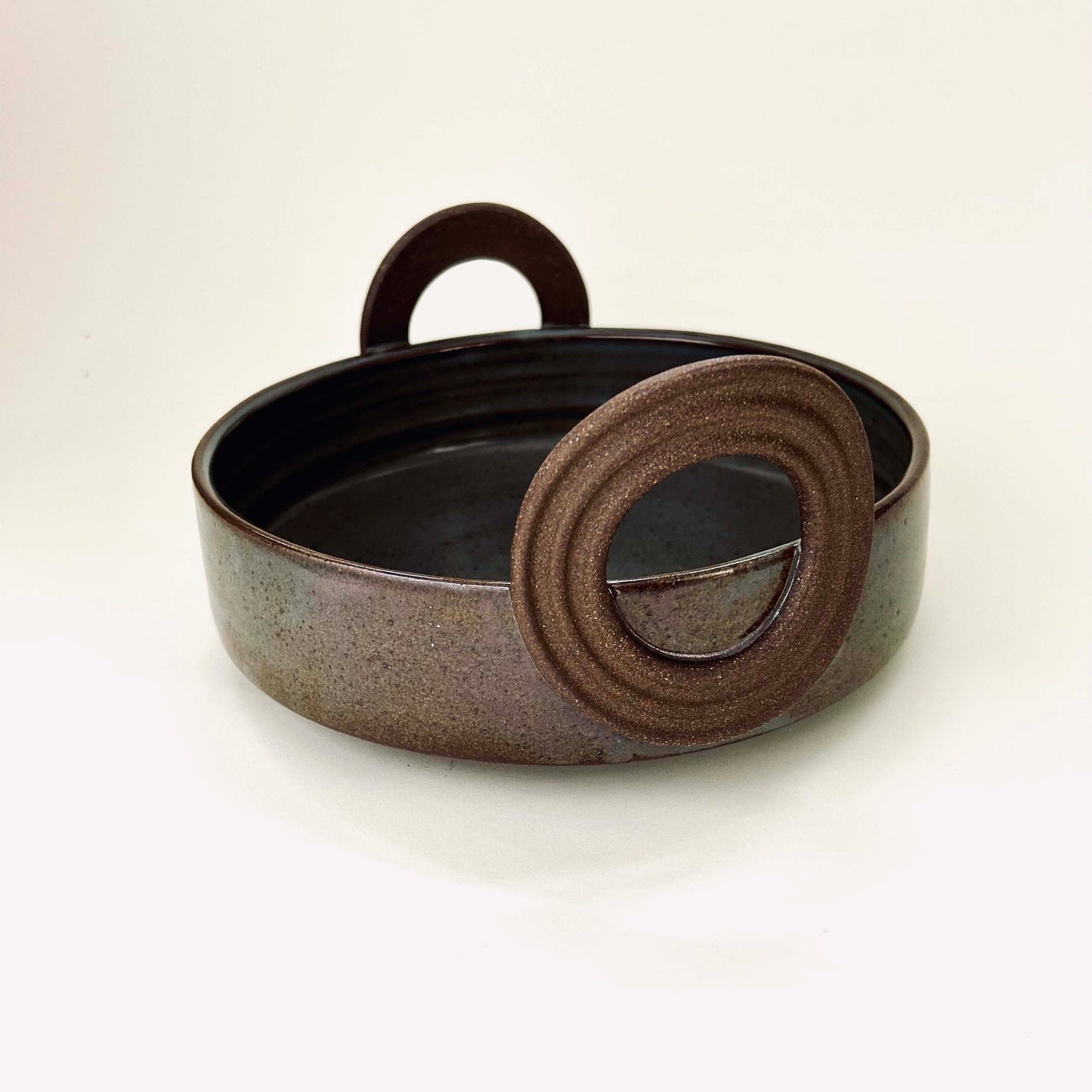 Serving Bowl w/ Ribbed Handles in Celadon