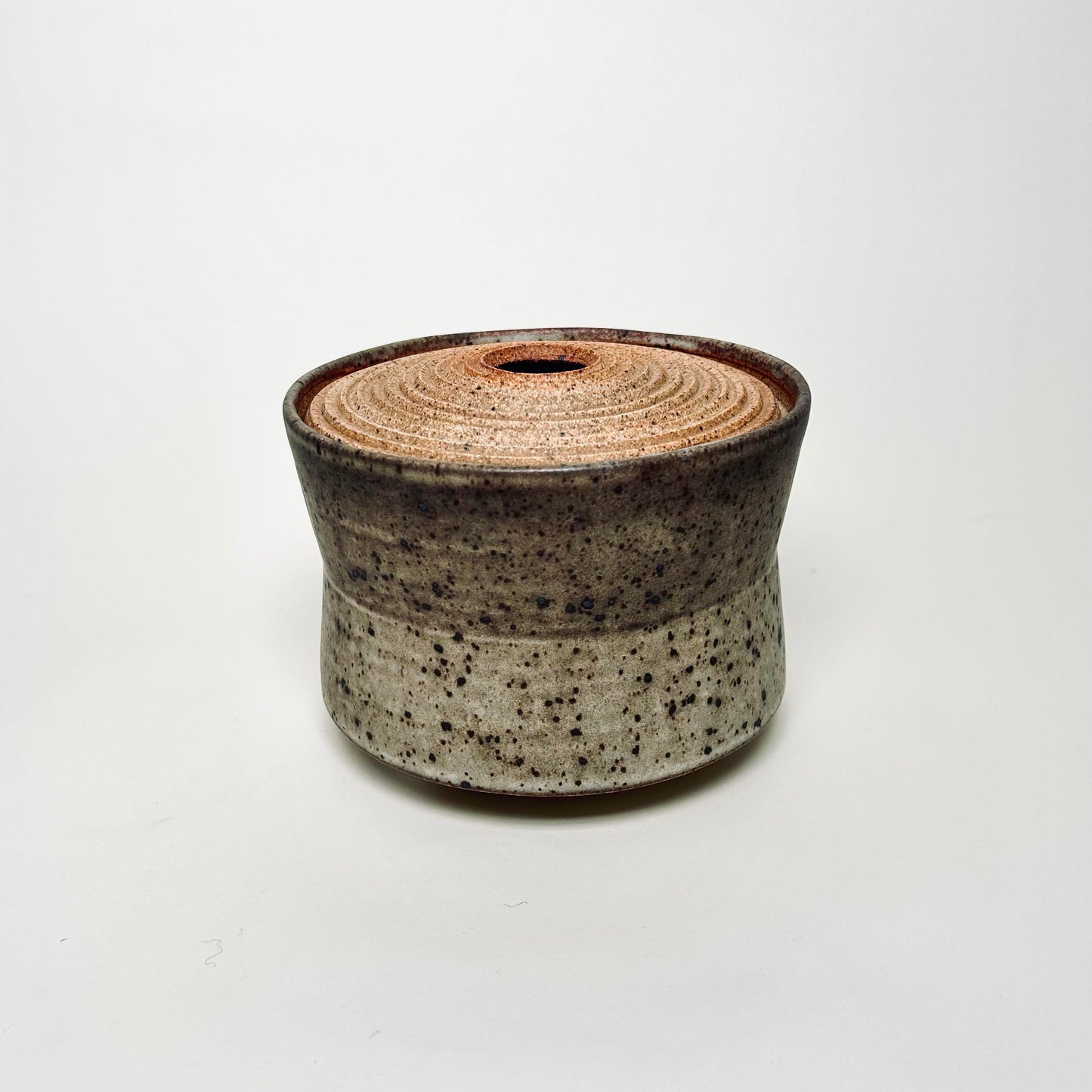 Angular Lidded Vessel in Mocha Creme