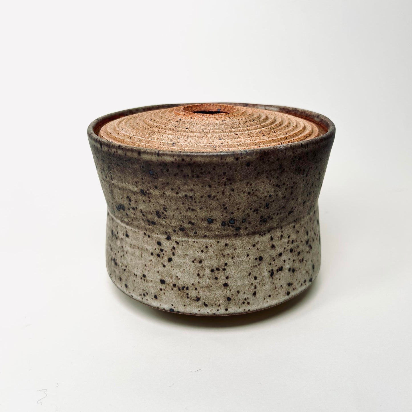 Angular Lidded Vessel in Mocha Creme