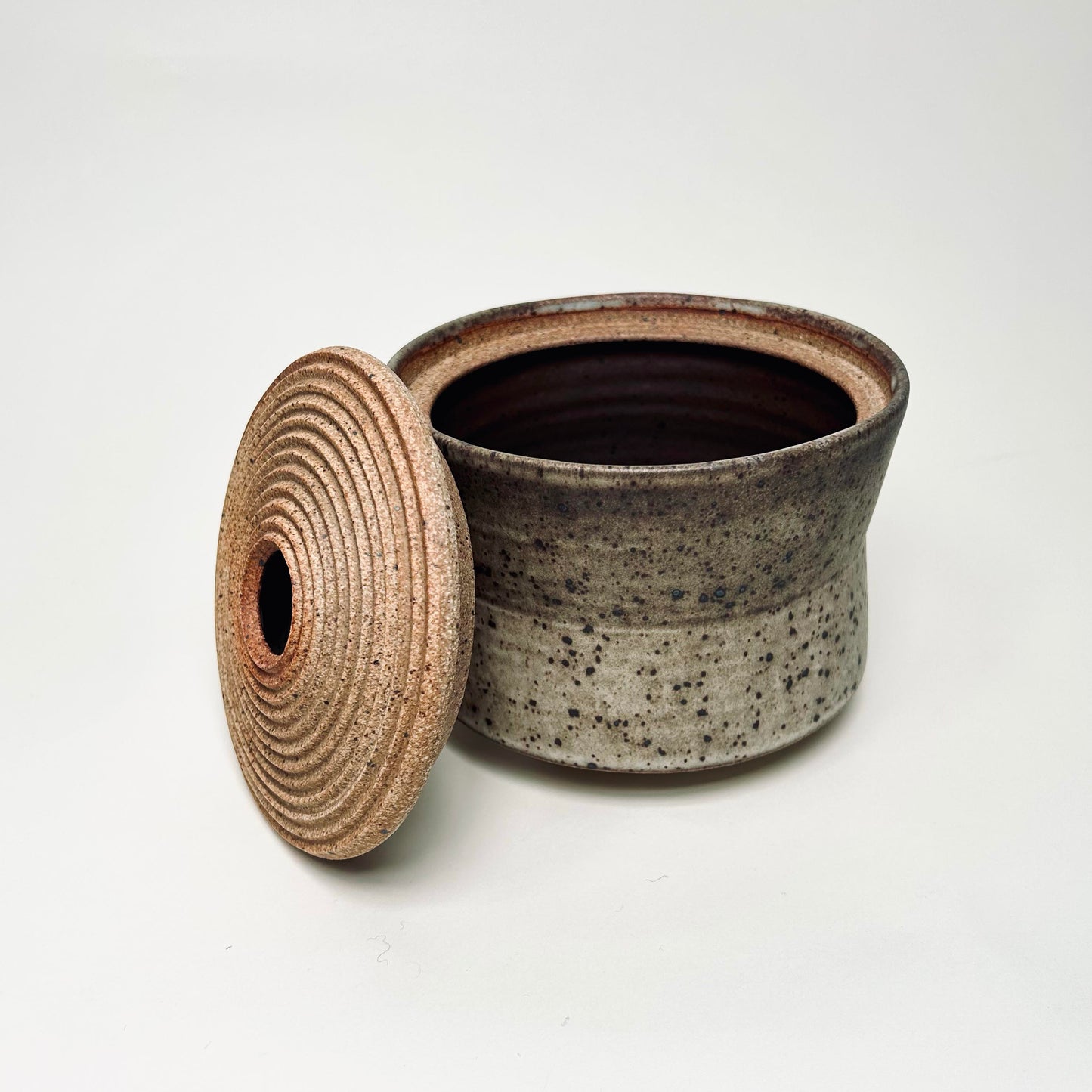Angular Lidded Vessel in Mocha Creme