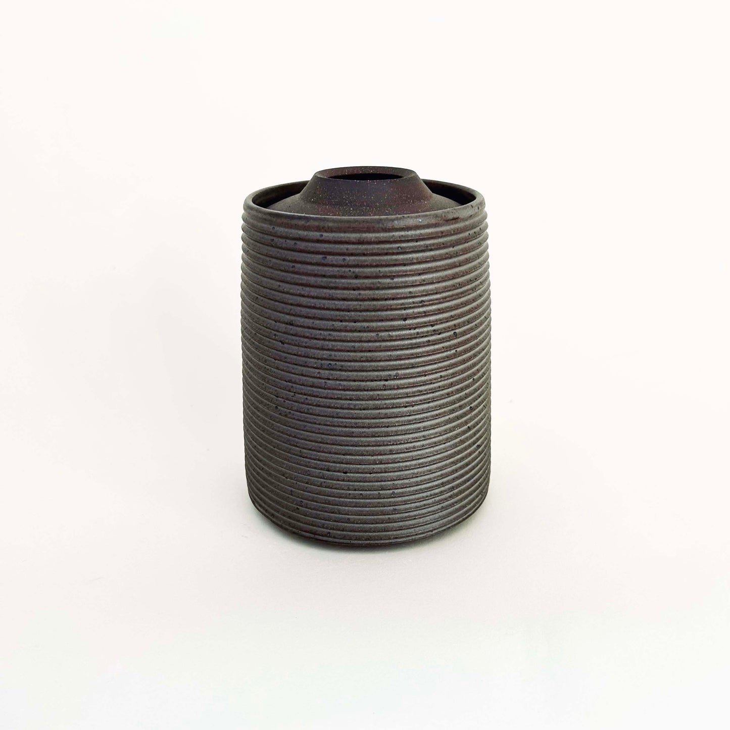 Tall Tapered Vessel w/ Angular Lid in Greige
