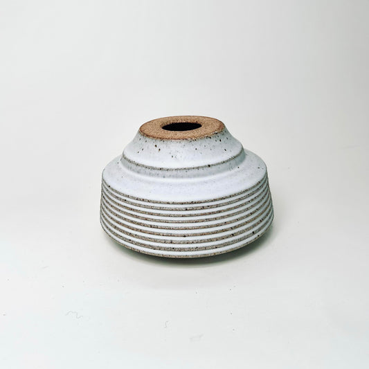 Cylindrical Textured Bud Vase in Matte White