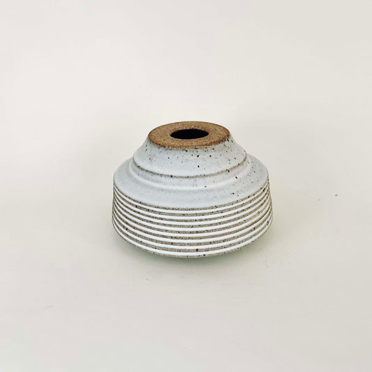 Cylindrical Textured Bud Vase in Matte White
