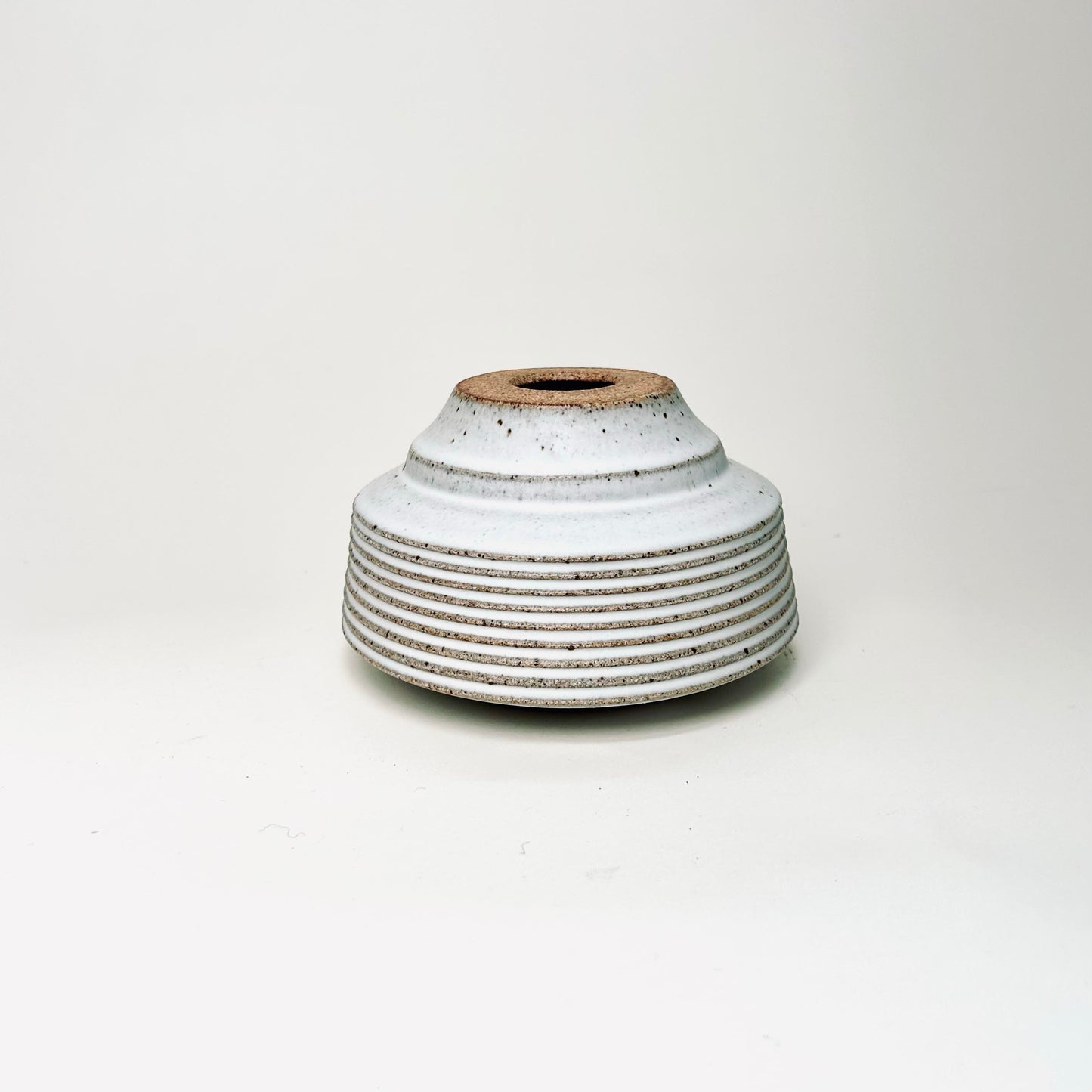 Cylindrical Textured Bud Vase in Matte White