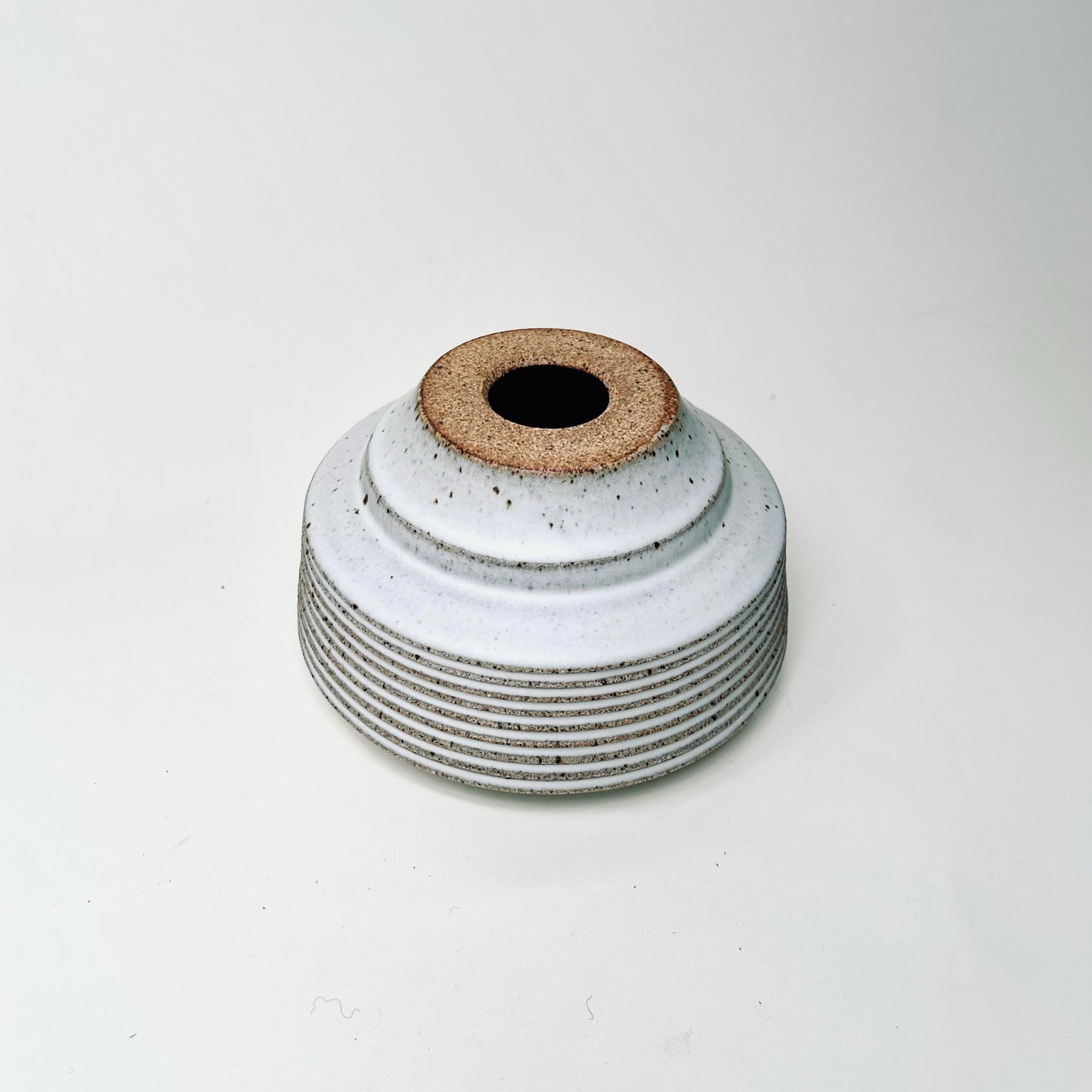 Cylindrical Textured Bud Vase in Matte White