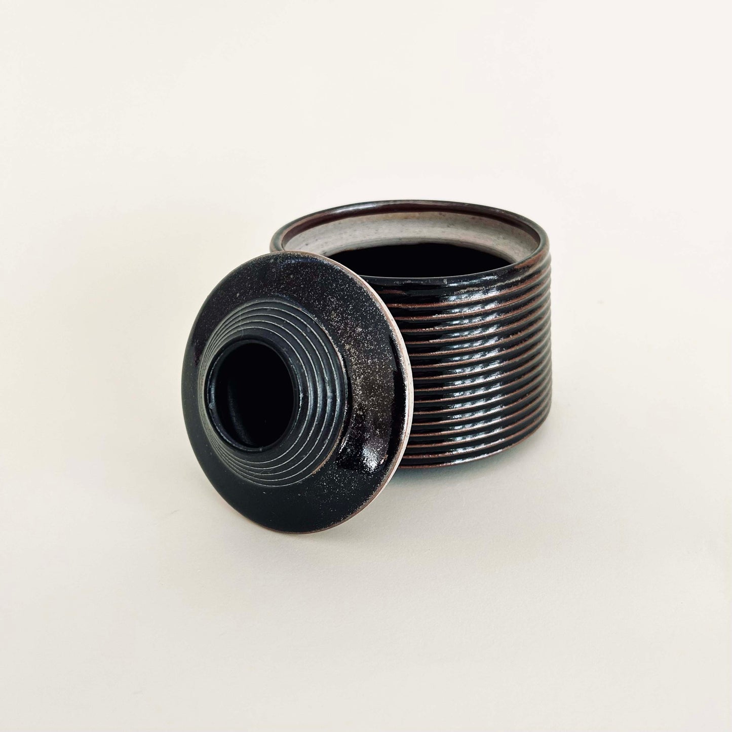 Small Tapered Lidded Vessel in Oil Spot