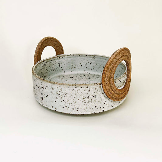 Serving Bowl w/ Ribbed Handles in Matte White, 9"