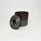 Two-Tiered Cylindrical Ribbed Lidded Container in Greige