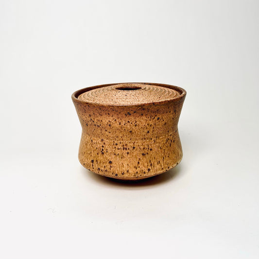 Angular Lidded Vessel in Yellow Salt