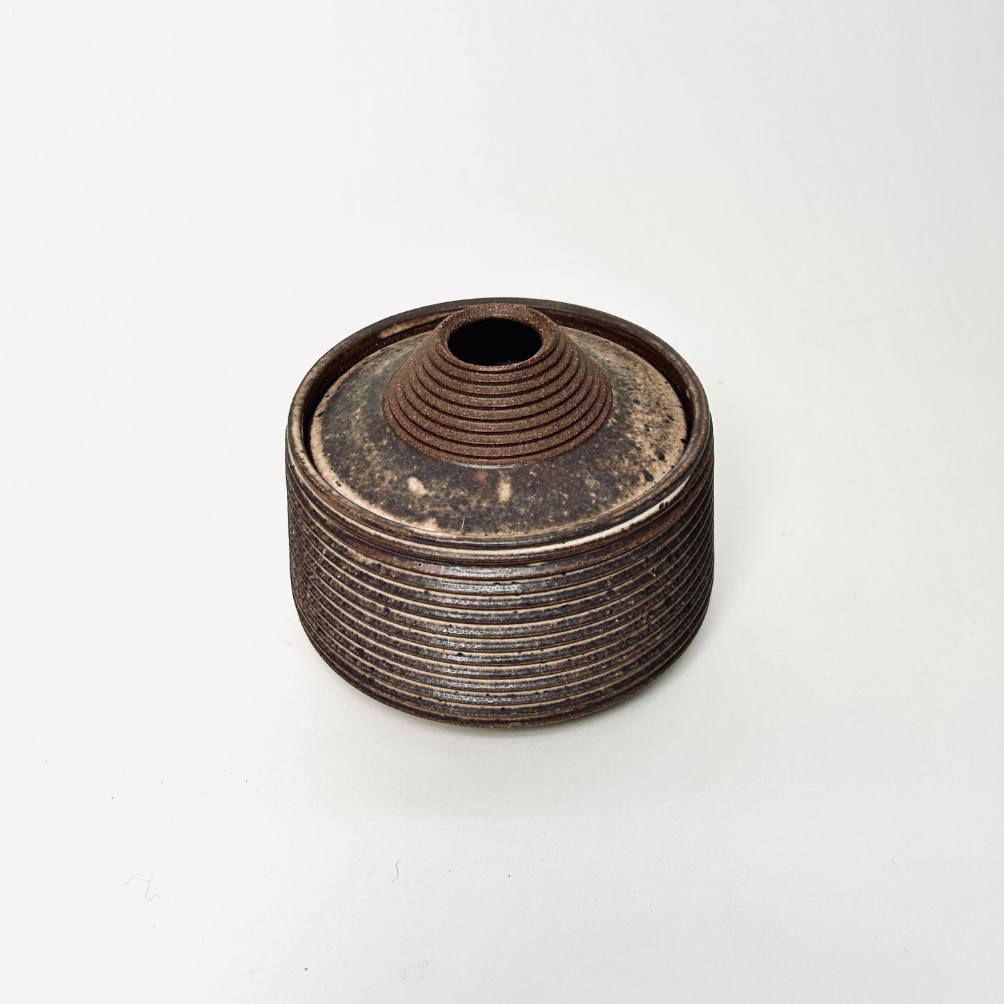 Tapered Lidded Vessel in Warm Brown