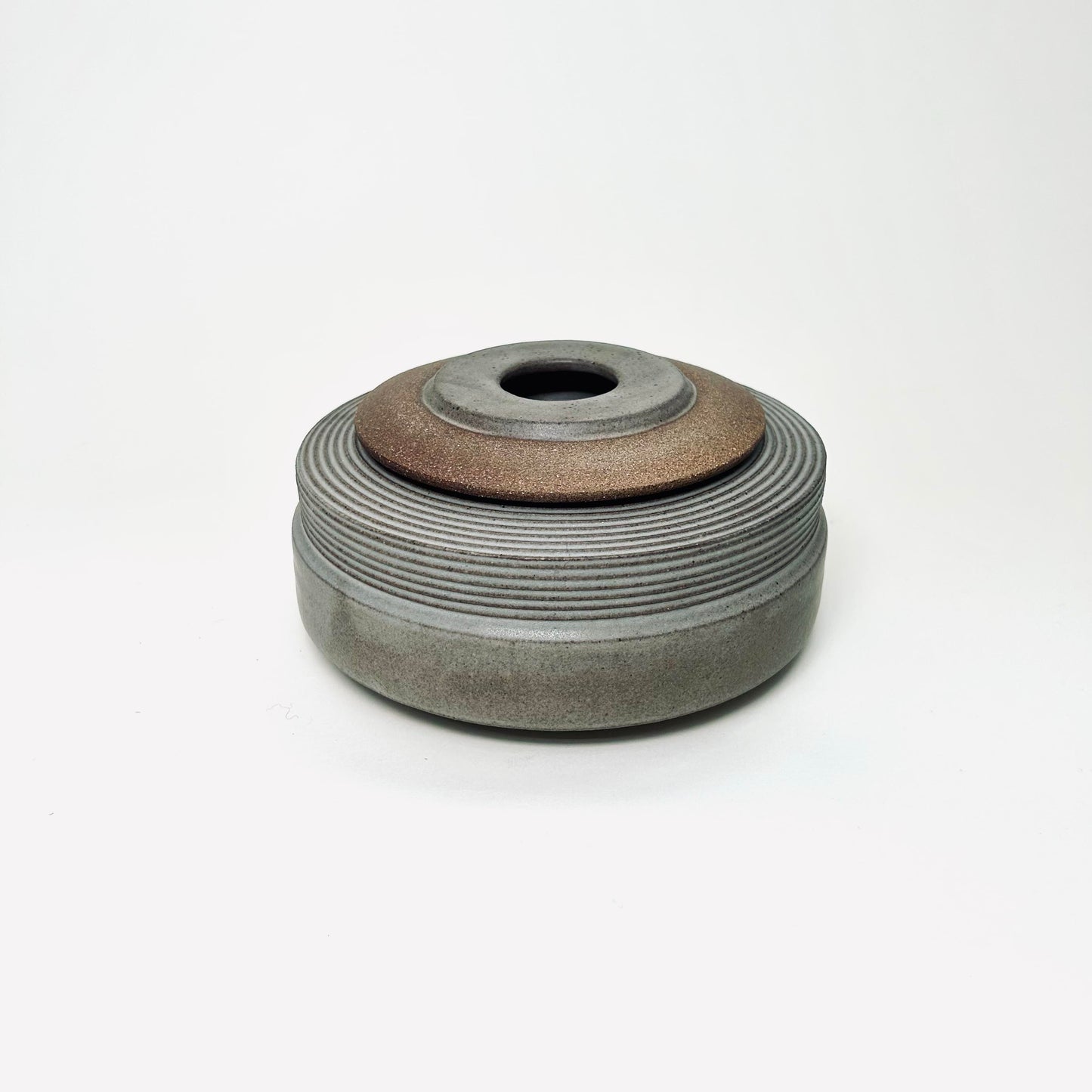 Wide Cylindrical Lidded Vessel in Greige