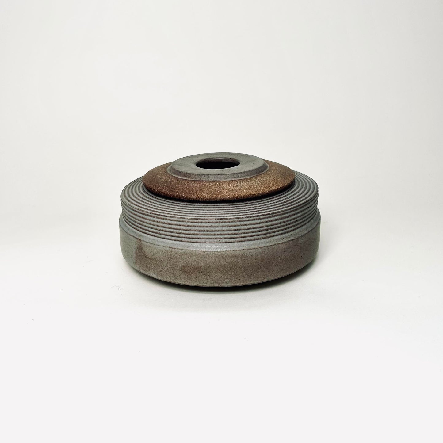 Wide Cylindrical Lidded Vessel in Greige