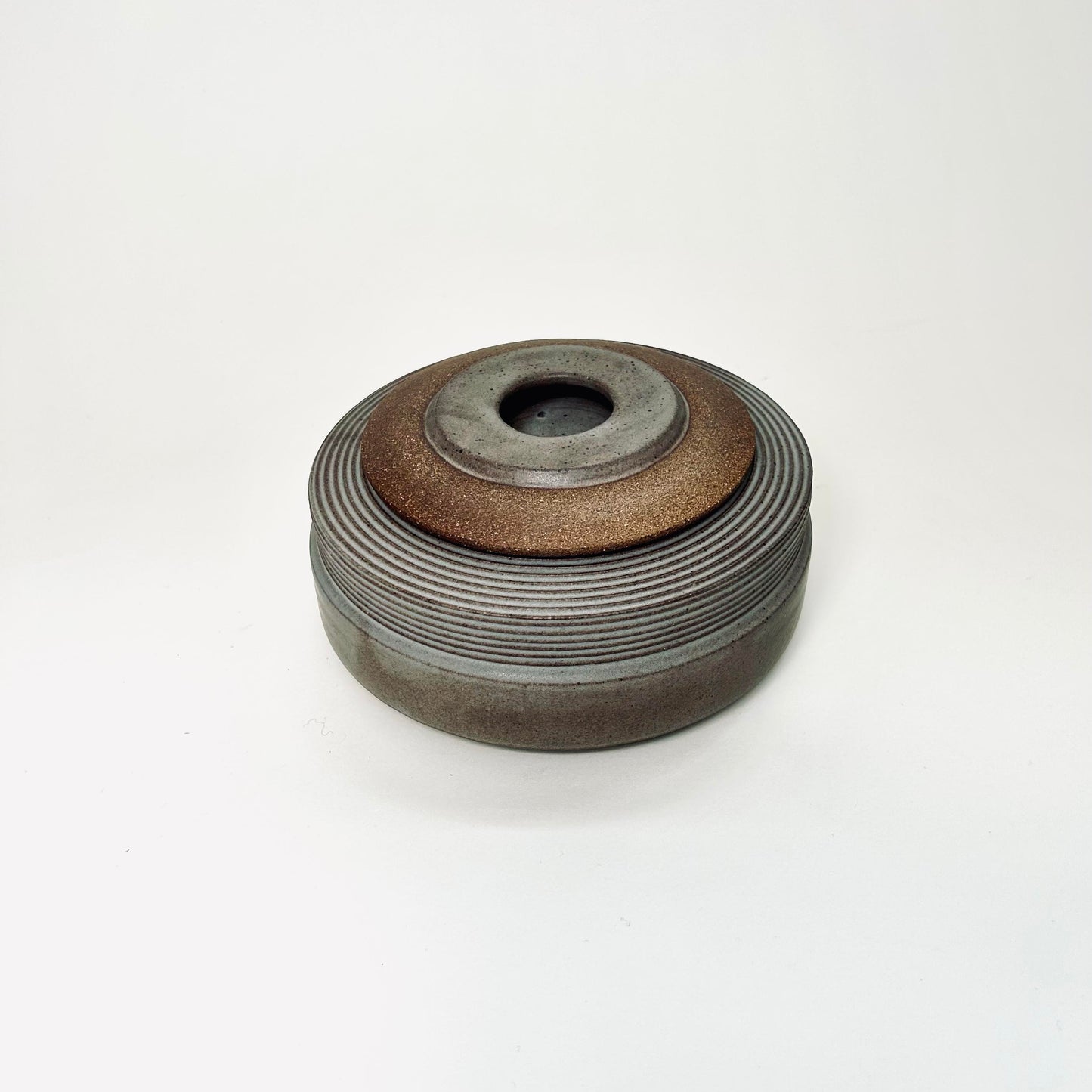 Wide Cylindrical Lidded Vessel in Greige