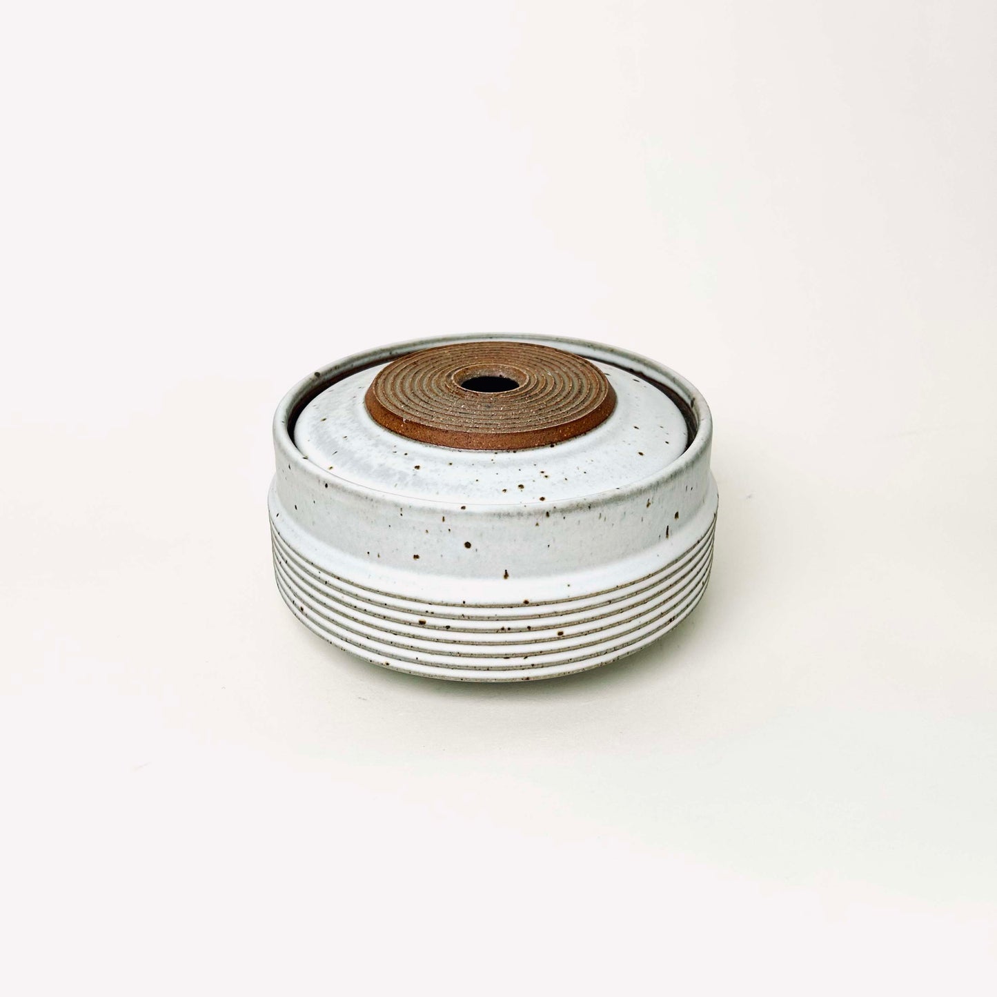 Wide Tapered Lidded Vessel in Matte White