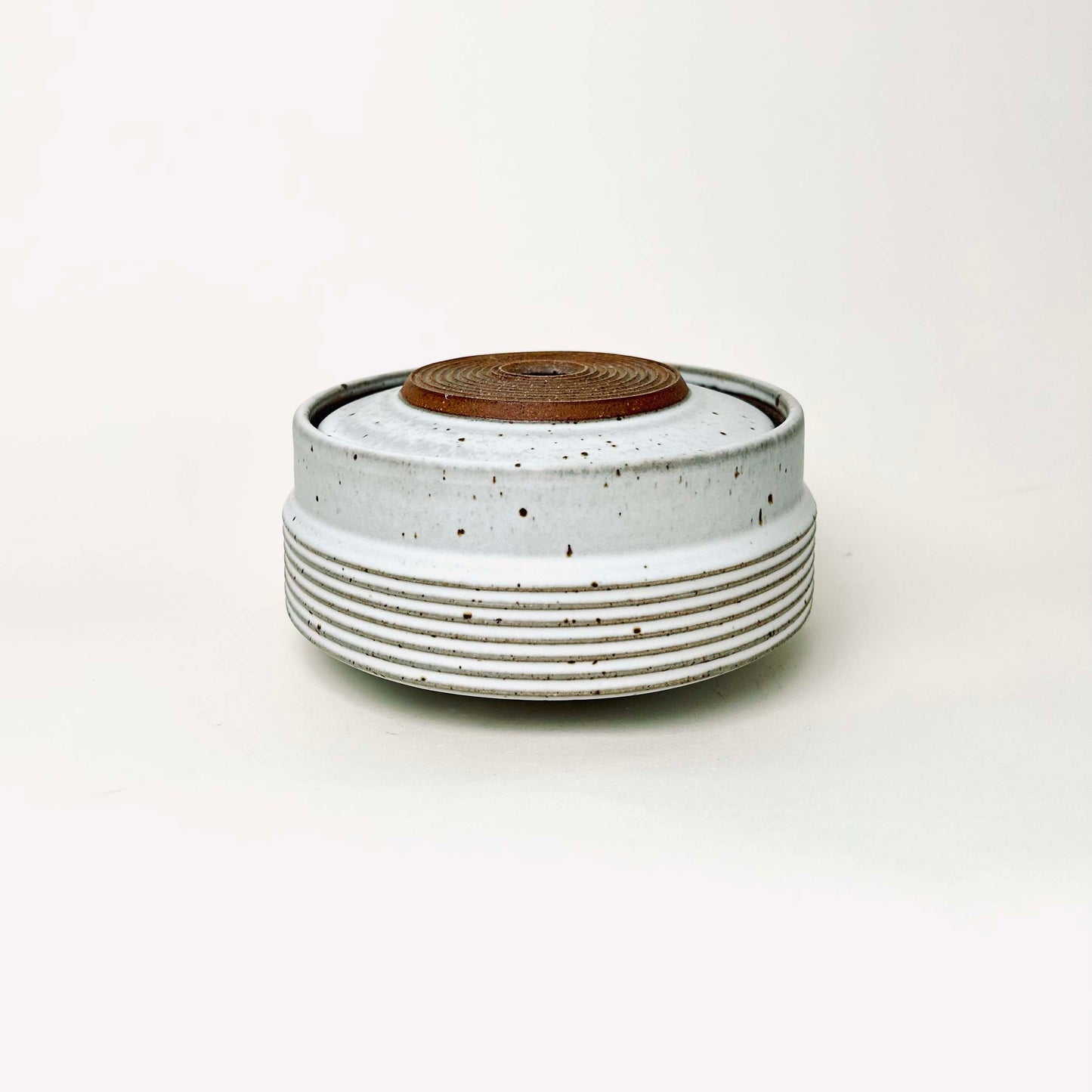 Wide Tapered Lidded Vessel in Matte White