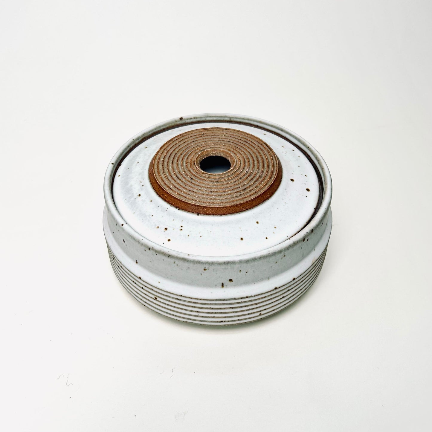 Wide Tapered Lidded Vessel in Matte White
