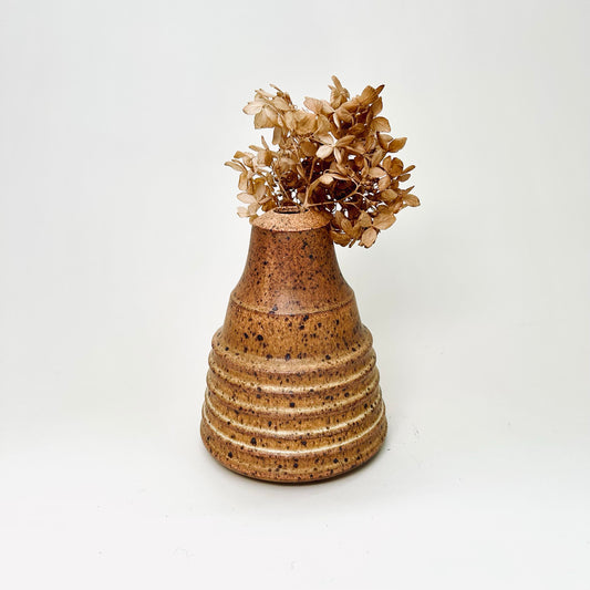 Tall, Cylindrical Ribbed Vase in Yellow Salt