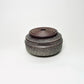 Cylindrical Vessel w/ Ribbed Lid in Grey Blue