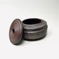 Cylindrical Vessel w/ Ribbed Lid in Grey Blue