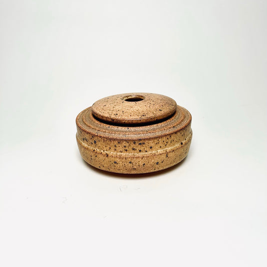 Cylindrical Vessel w/ Ribbed Texture in Yellow Salt