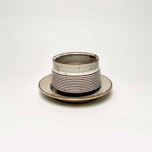 Tapered Textured Cup and Saucer Set in Warm White