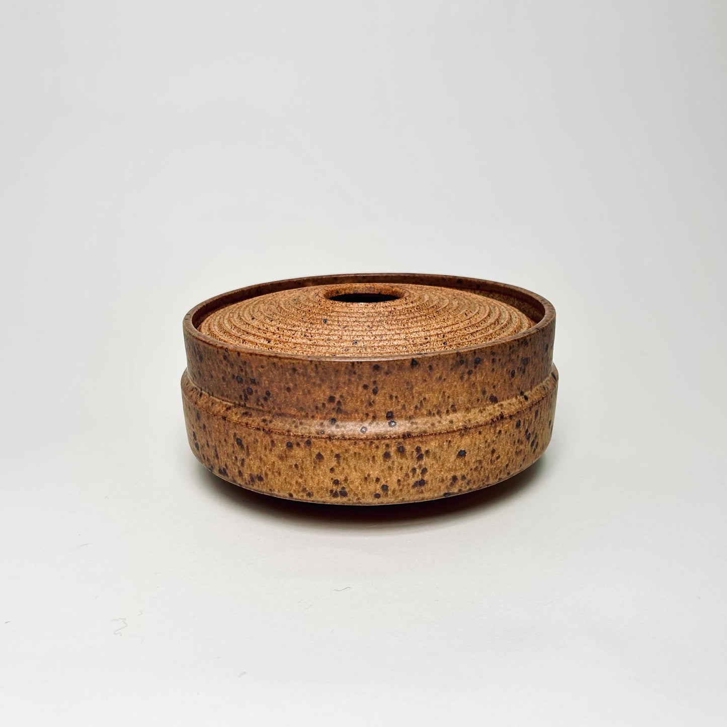 Wide, Textured Lidded Vessel in Yellow Salt