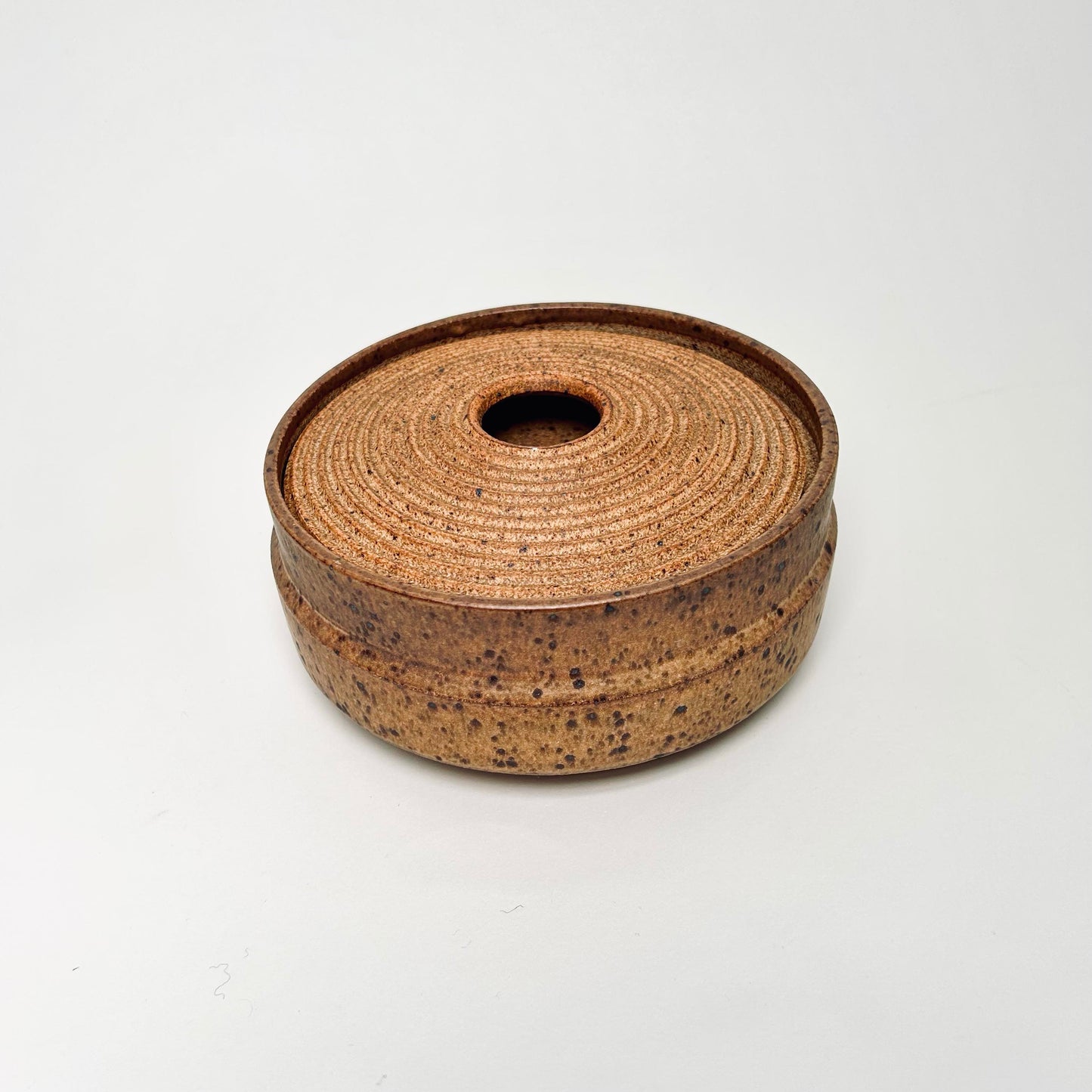 Wide, Textured Lidded Vessel in Yellow Salt