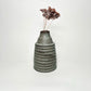 Cylindrical Ribbed Vase in Grey Blue