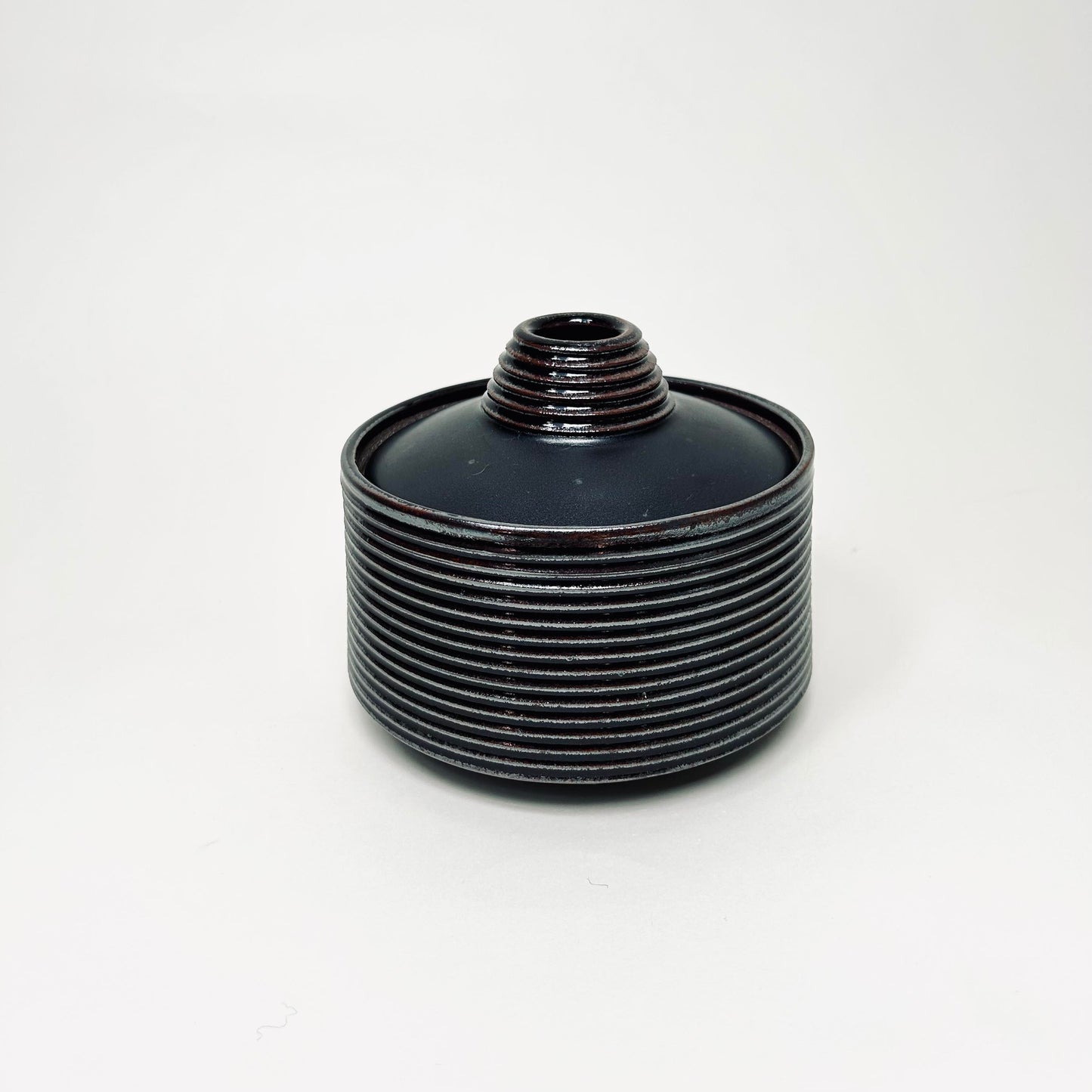 Two-toned Tapered Lidded Vessel in Oil Spot/Black