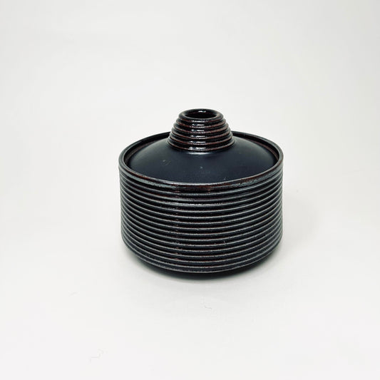 Two-toned Tapered Lidded Vessel in Oil Spot/Black