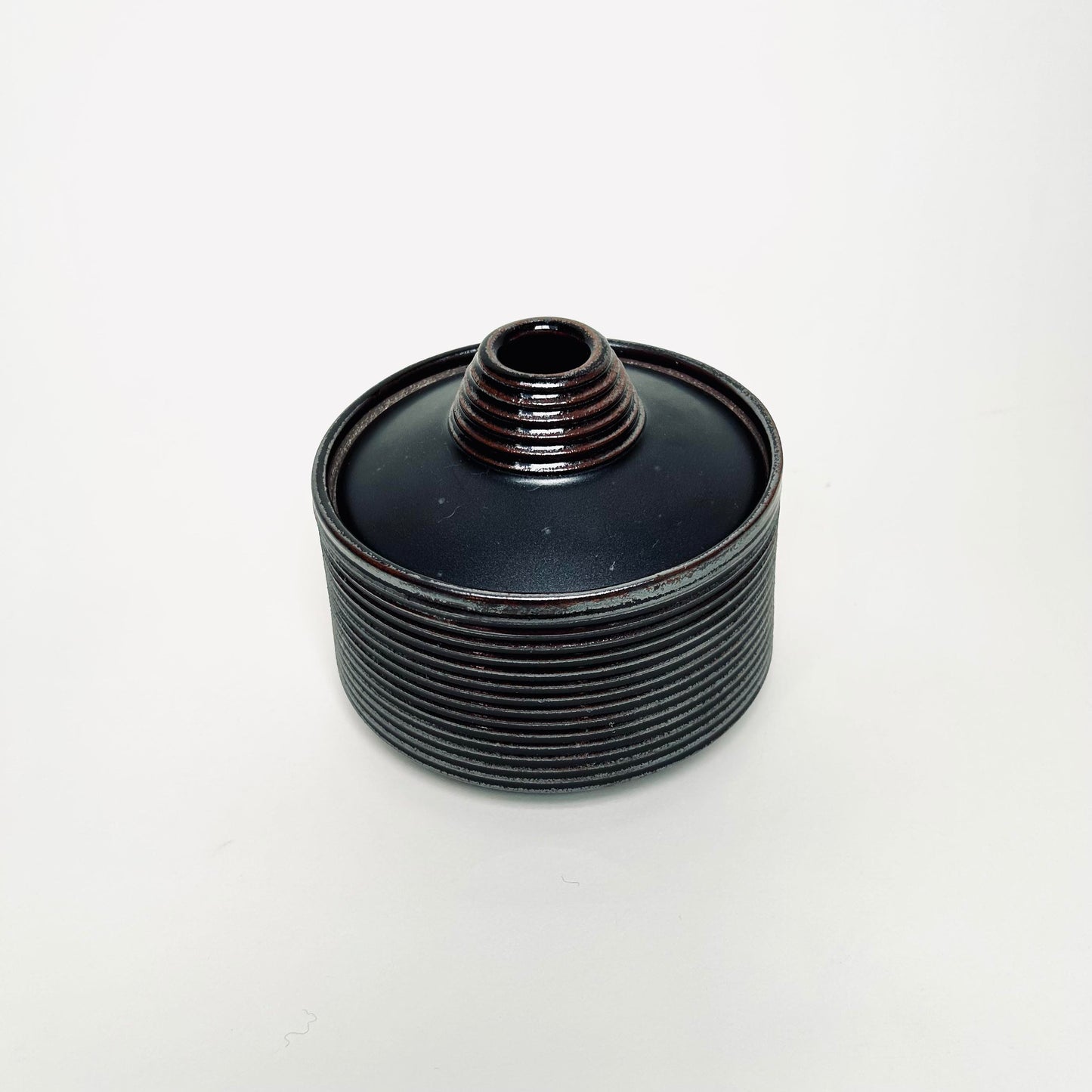 Two-toned Tapered Lidded Vessel in Oil Spot/Black