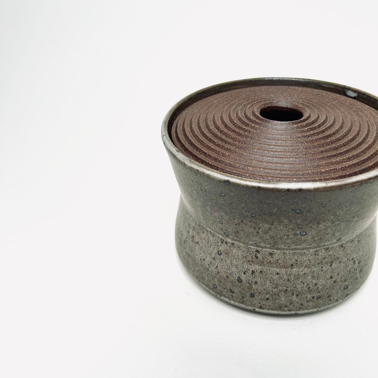 Angular Lidded Vessel in Gray Blue