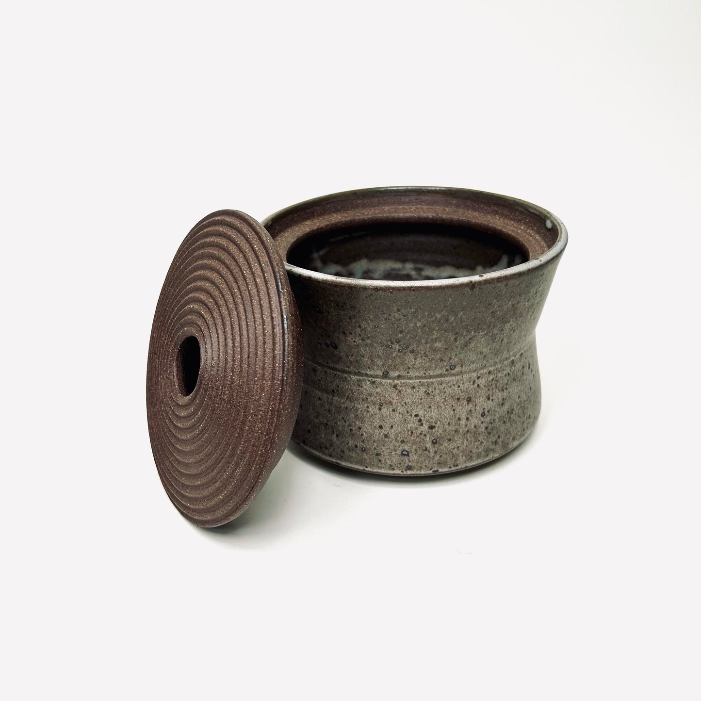 Angular Lidded Vessel in Gray Blue