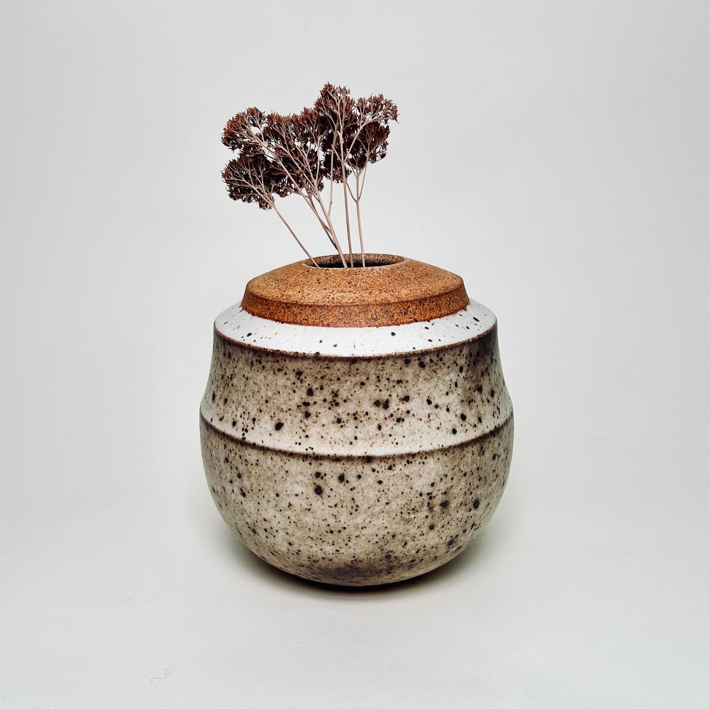 Large Collared Vase in Mocha Creme