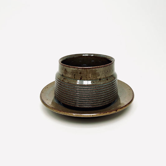Tapered Textured Cup and Saucer Set in Olive