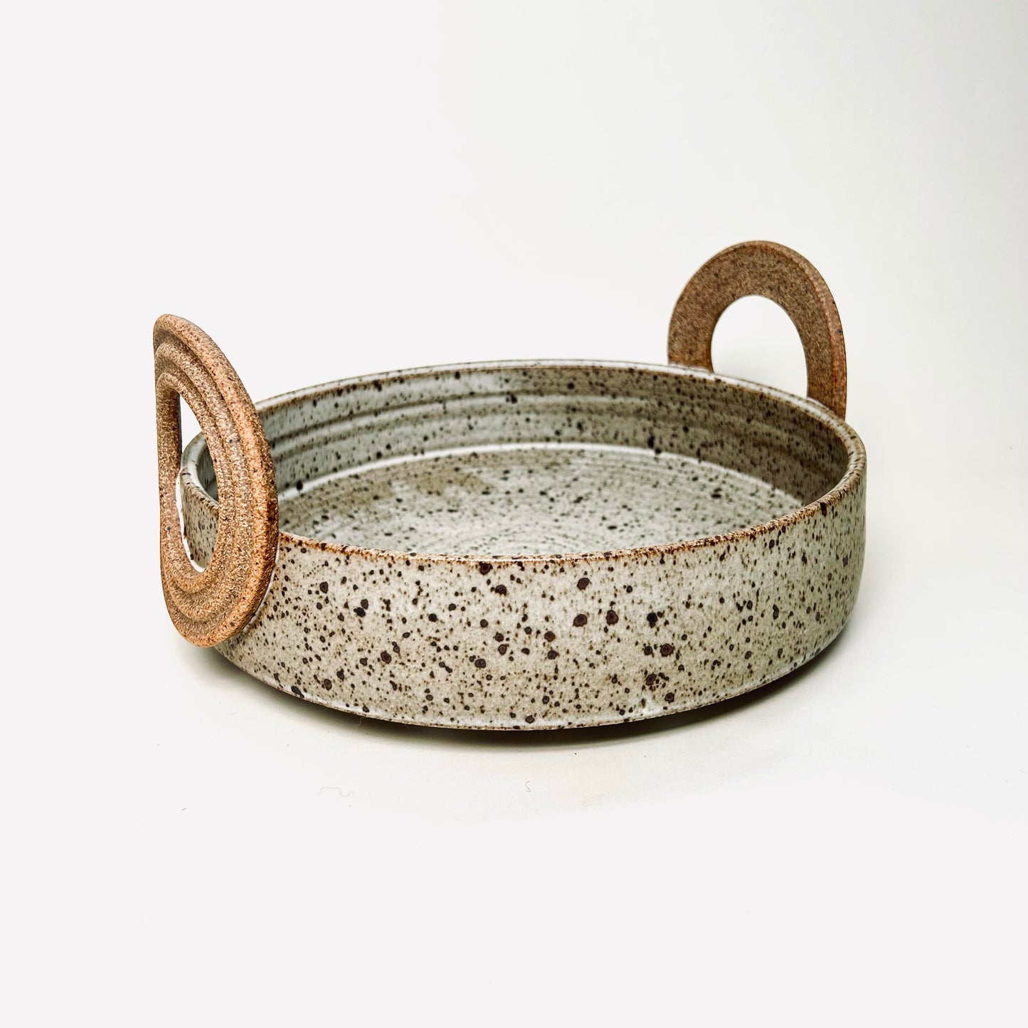 Serving Bowl w/ Ribbed Handles in Matte White, 10.25"