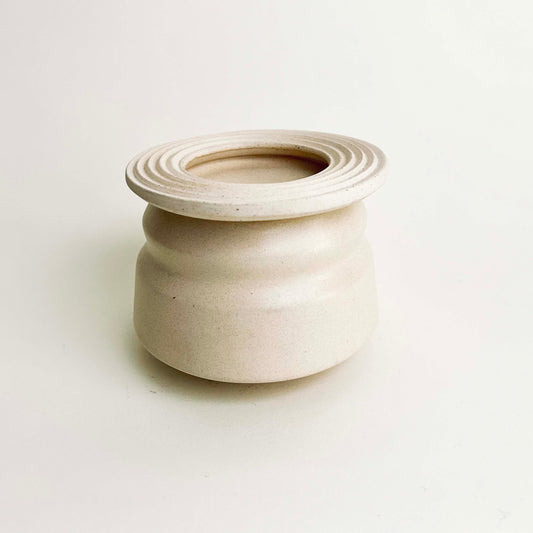 Small, Lidded Angular Vessel in Eggshell White