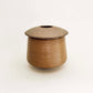Cylindrical Textured Vessel w/ Angular Lid, Mustard Brown