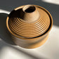 Angular Vessel w/ Ribbed Lid, Mustard Brown