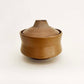 Angular Vessel w/ Ribbed Lid in Mustard Brown