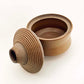 Angular Vessel w/ Ribbed Lid in Mustard Brown