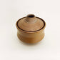 Angular Vessel w/ Ribbed Lid in Mustard Brown